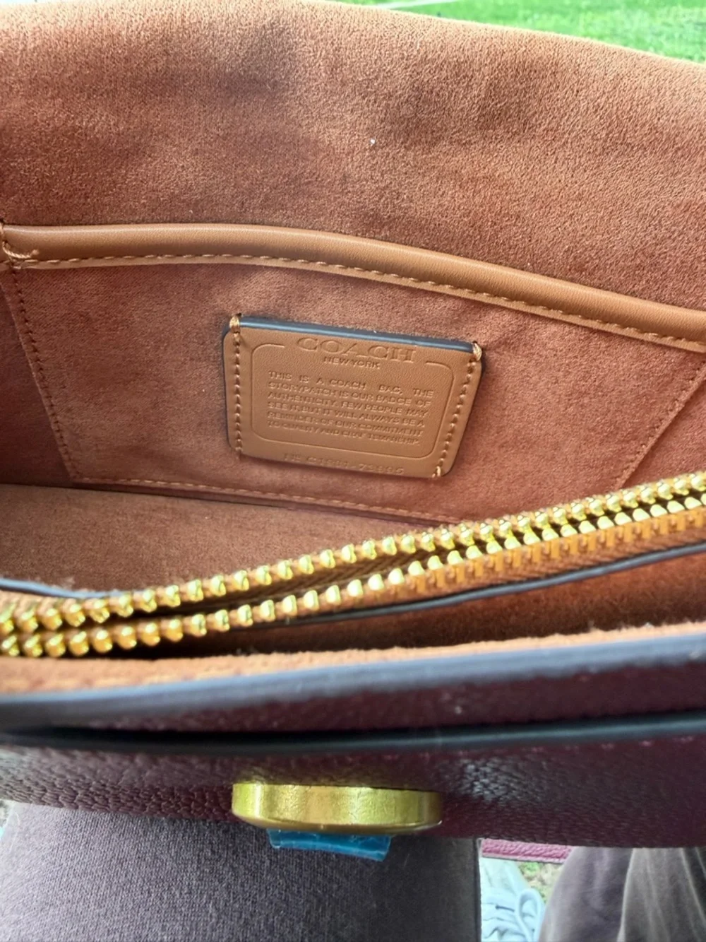 Coach Pebbled Leather Crossbody in Burgundy with Gold Hardware - Picture 7 of 8